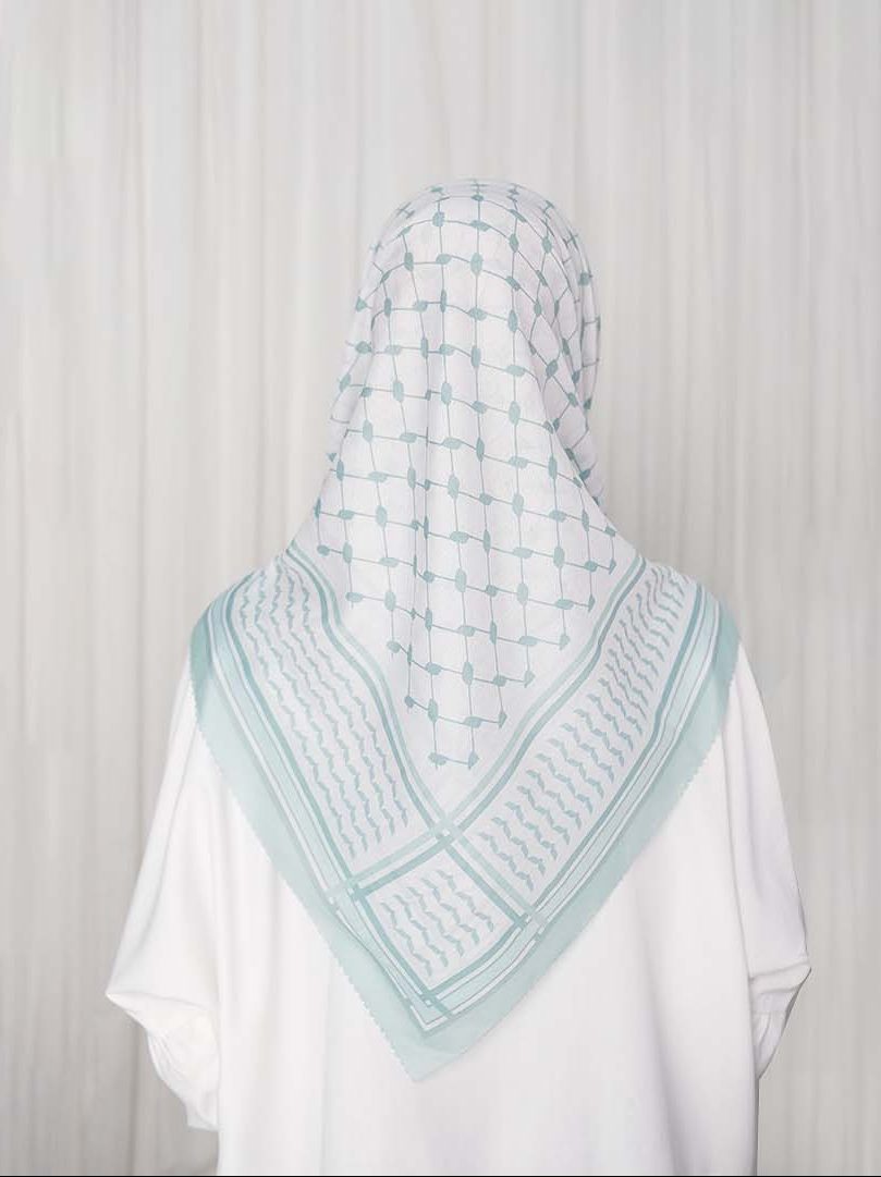 Keffiyeh Scarves in Light Turquoise - Libre Palestine Series - Image 4