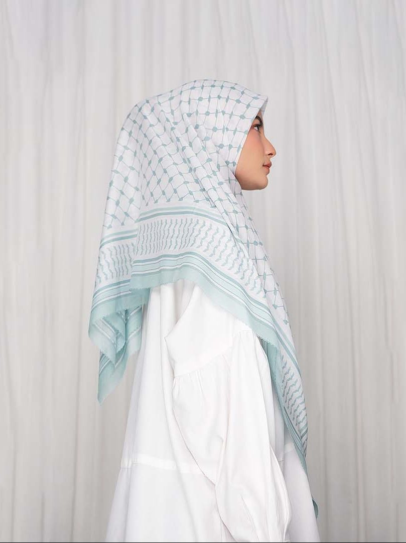 Keffiyeh Scarves in Light Turquoise - Libre Palestine Series - Image 5