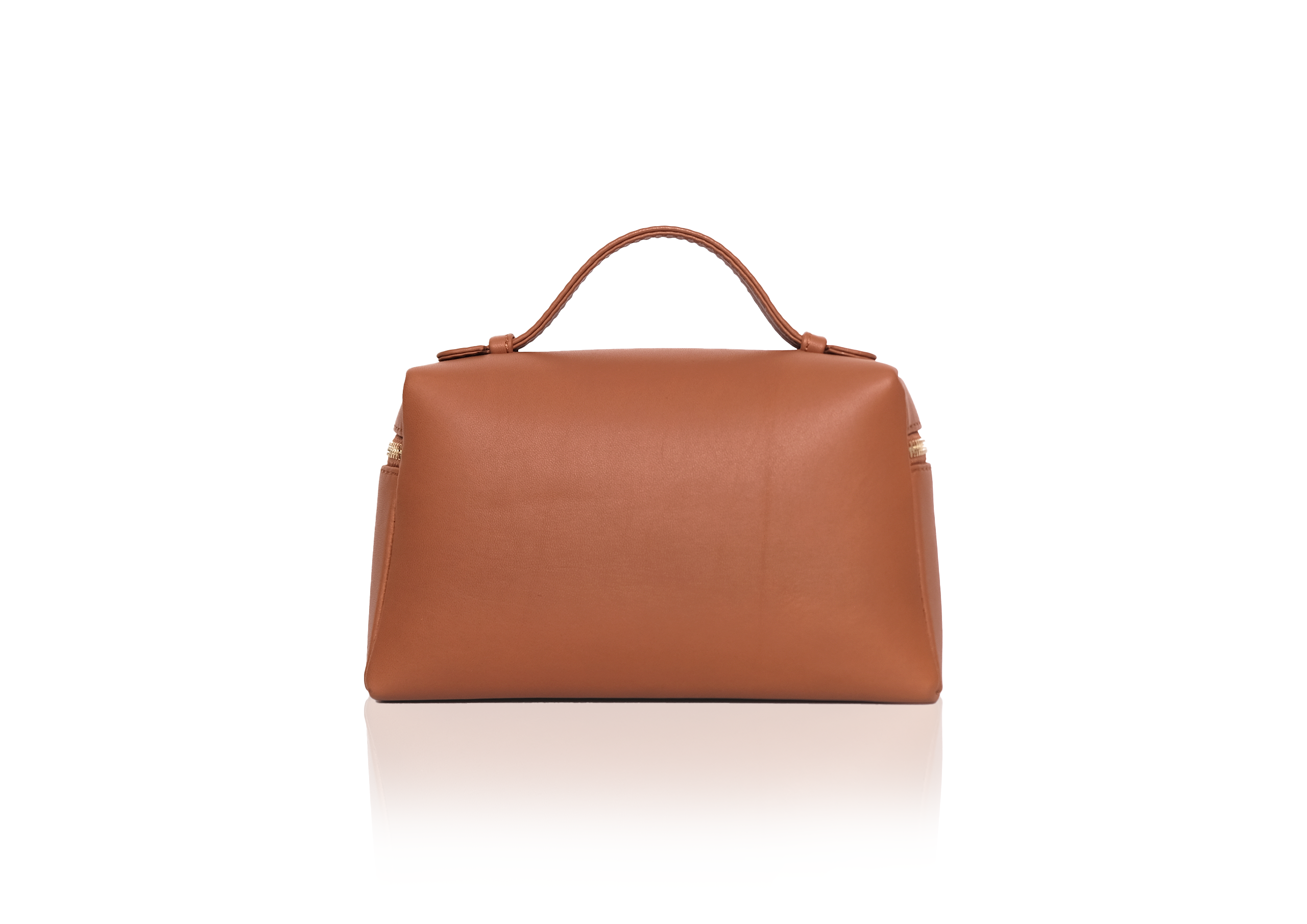 Back view Picco Lamb Caramel – timeless genuine lamb leather handbag elegan