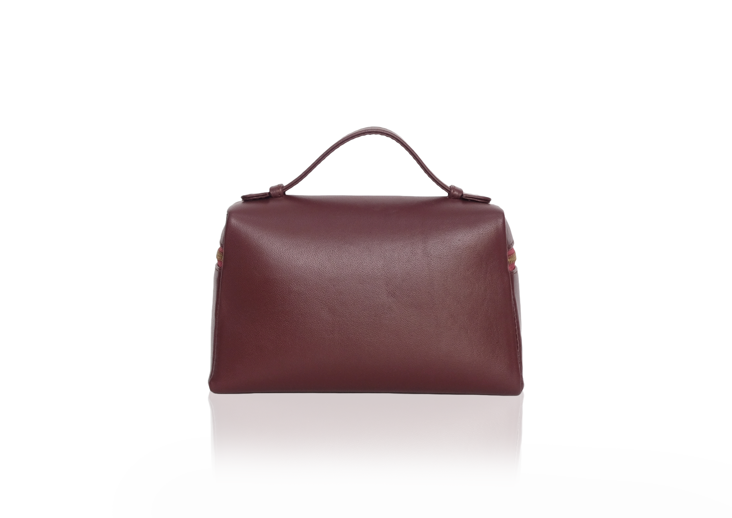 Back view Picco Lamb Burgundy – timeless genuine lamb leather handbag elegan