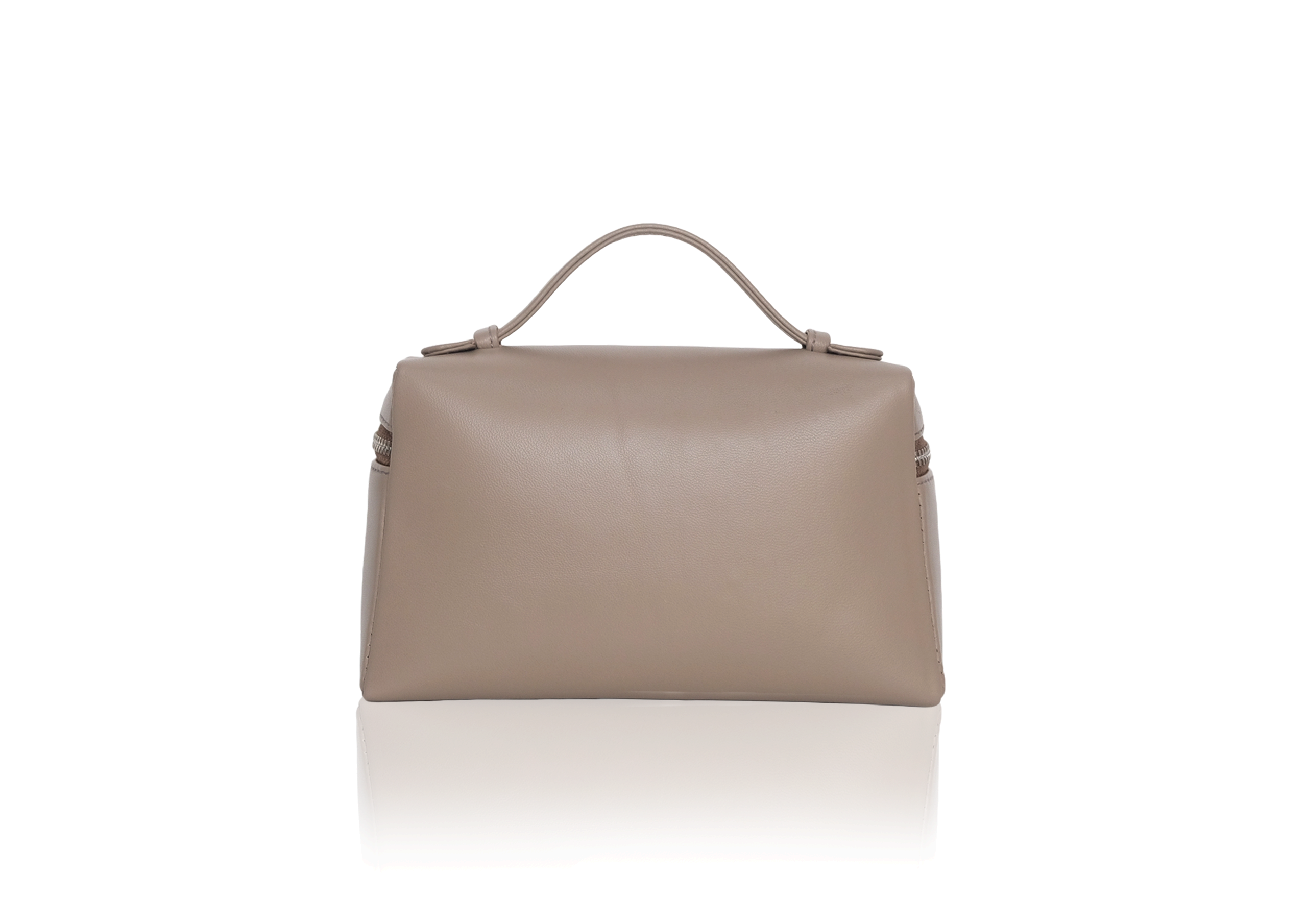 Back view Picco Lamb Light Taupe – timeless genuine lamb leather handbag elegan