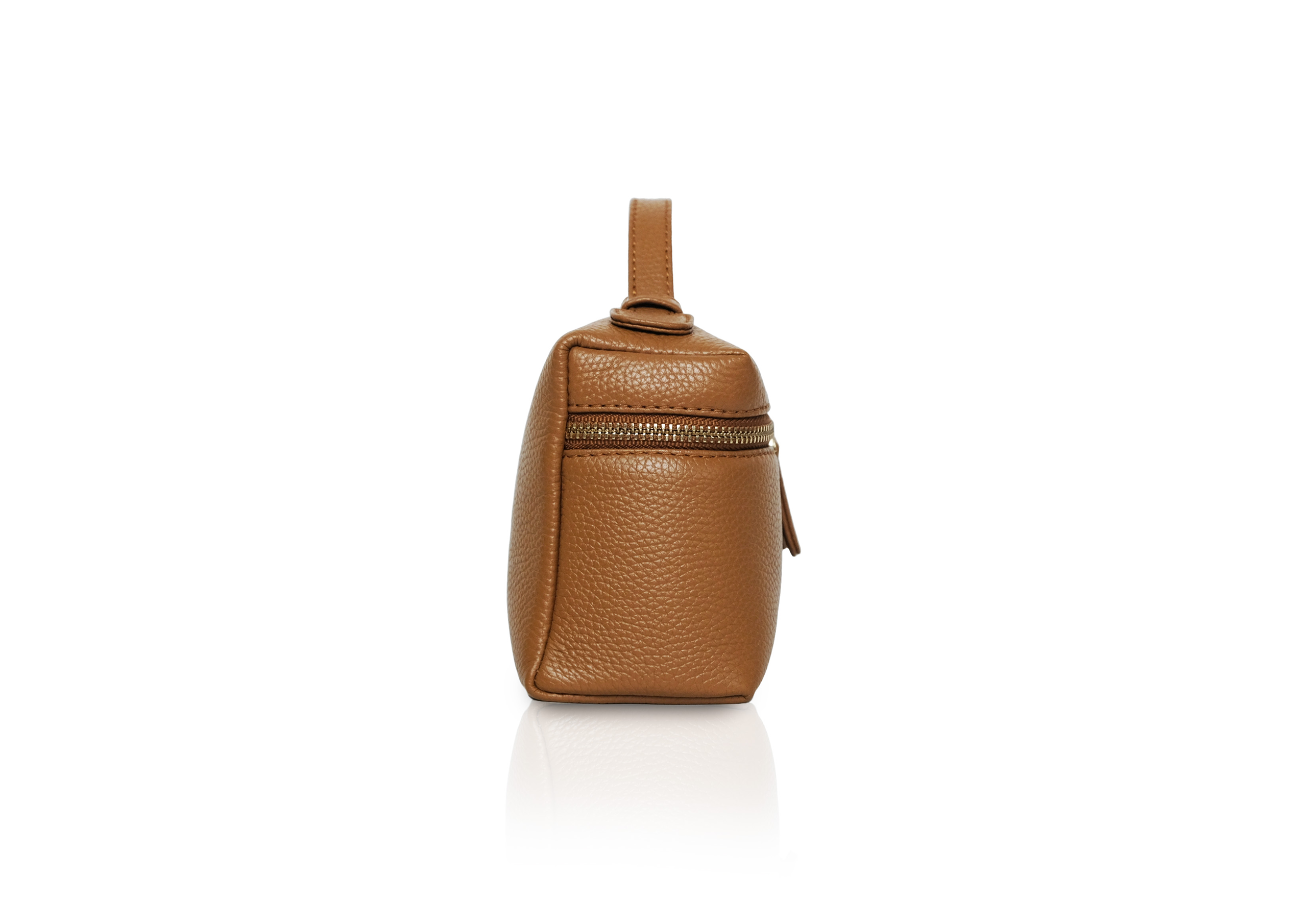 Side view Picco Calf Caramel – tas kulit calf asli, genuine calf leather mini bag luxury fashion
