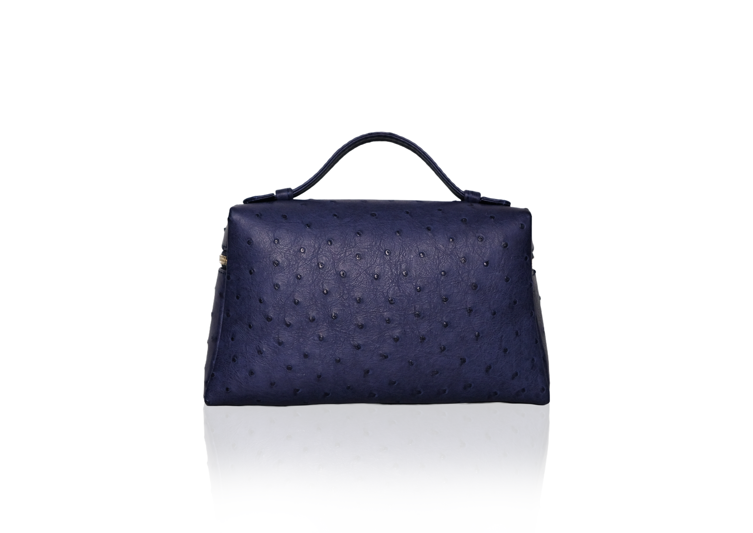 Back view Picco Ostrich Navy – timeless genuine exotic ostrich leather handbag elegan