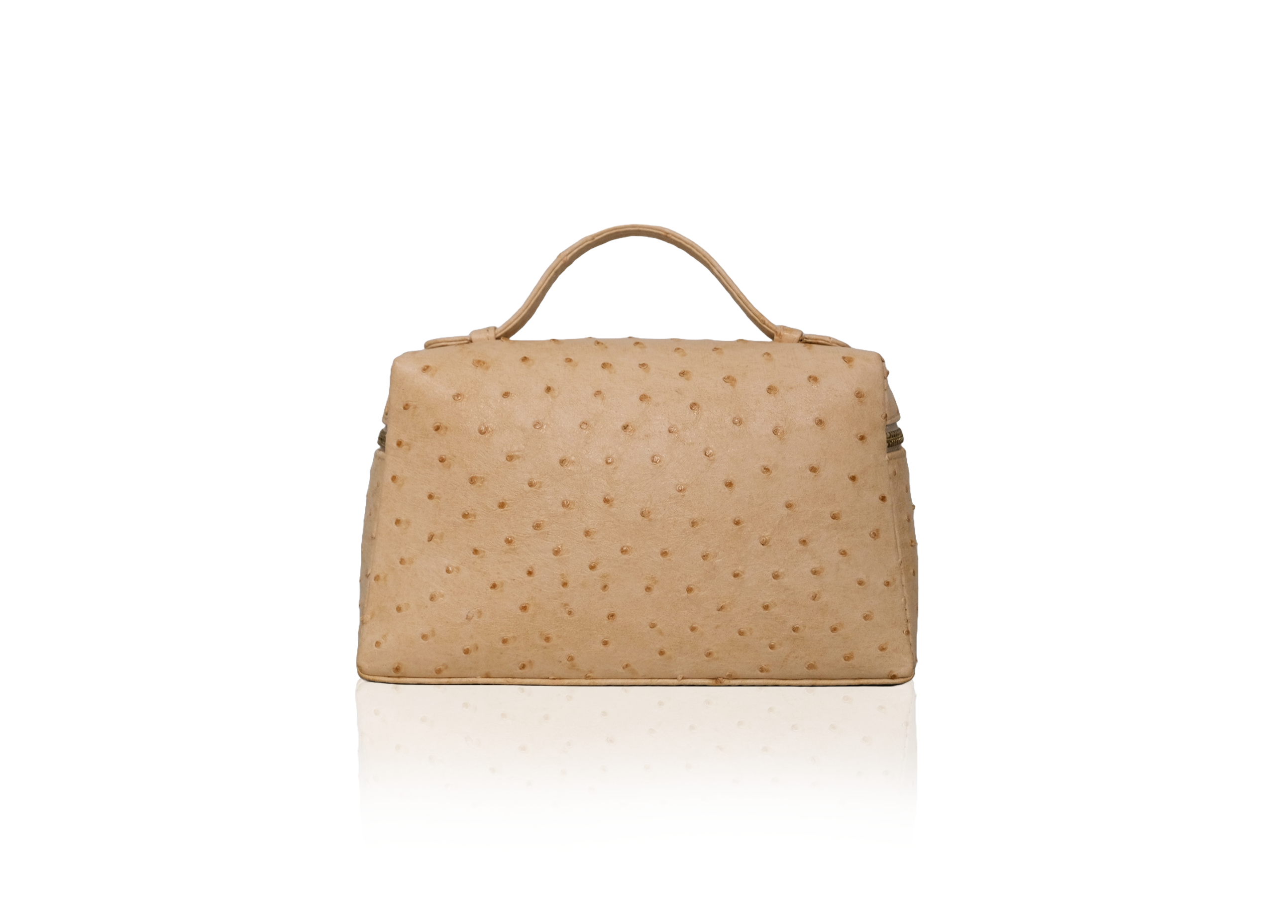 Back view Picco Ostrich Peanut – timeless genuine exotic ostrich leather handbag elegan