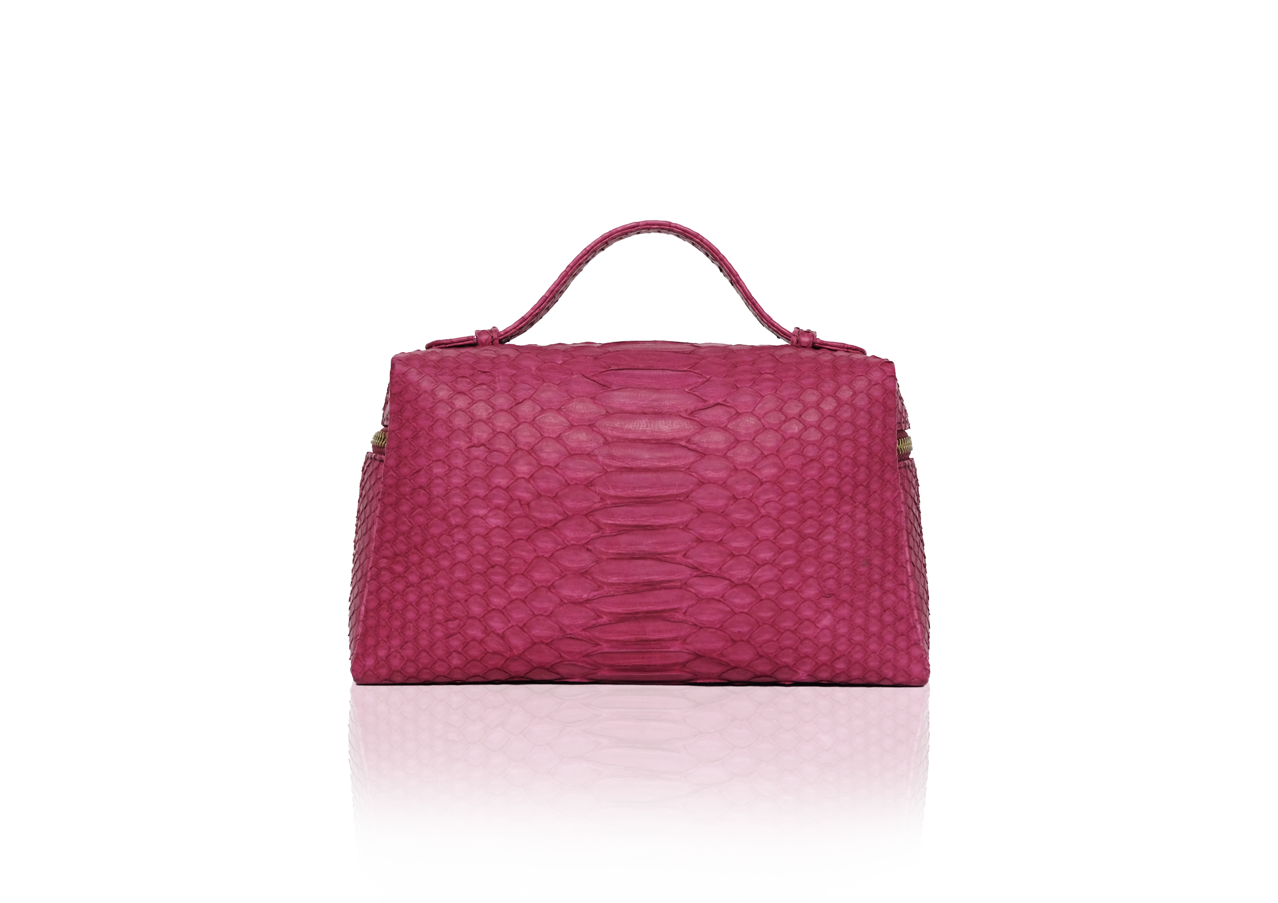 Back view Picco Python Magenta – timeless genuine exotic python leather handbag elegan