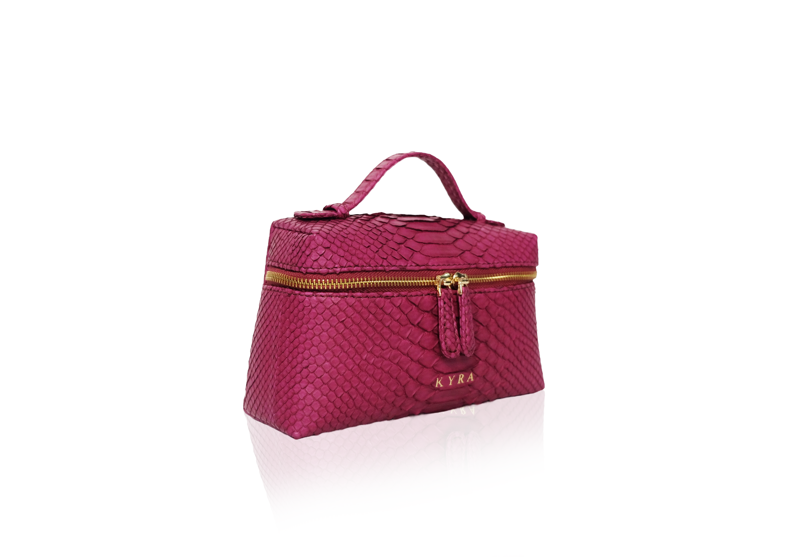 Luxury exotic python leather small bag Picco Python Magenta, tas selempang kulit python asli handmade premium