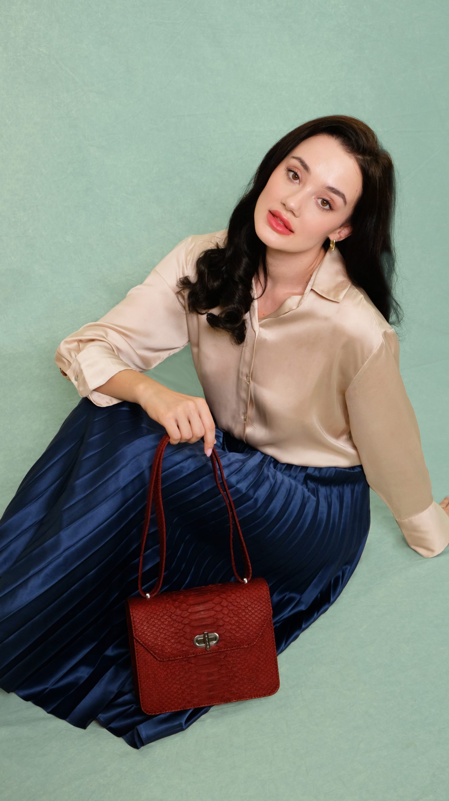 Rum Raisin python leather bag from KYRA Collection Luxury Handbag Designer Brand From Indonesia