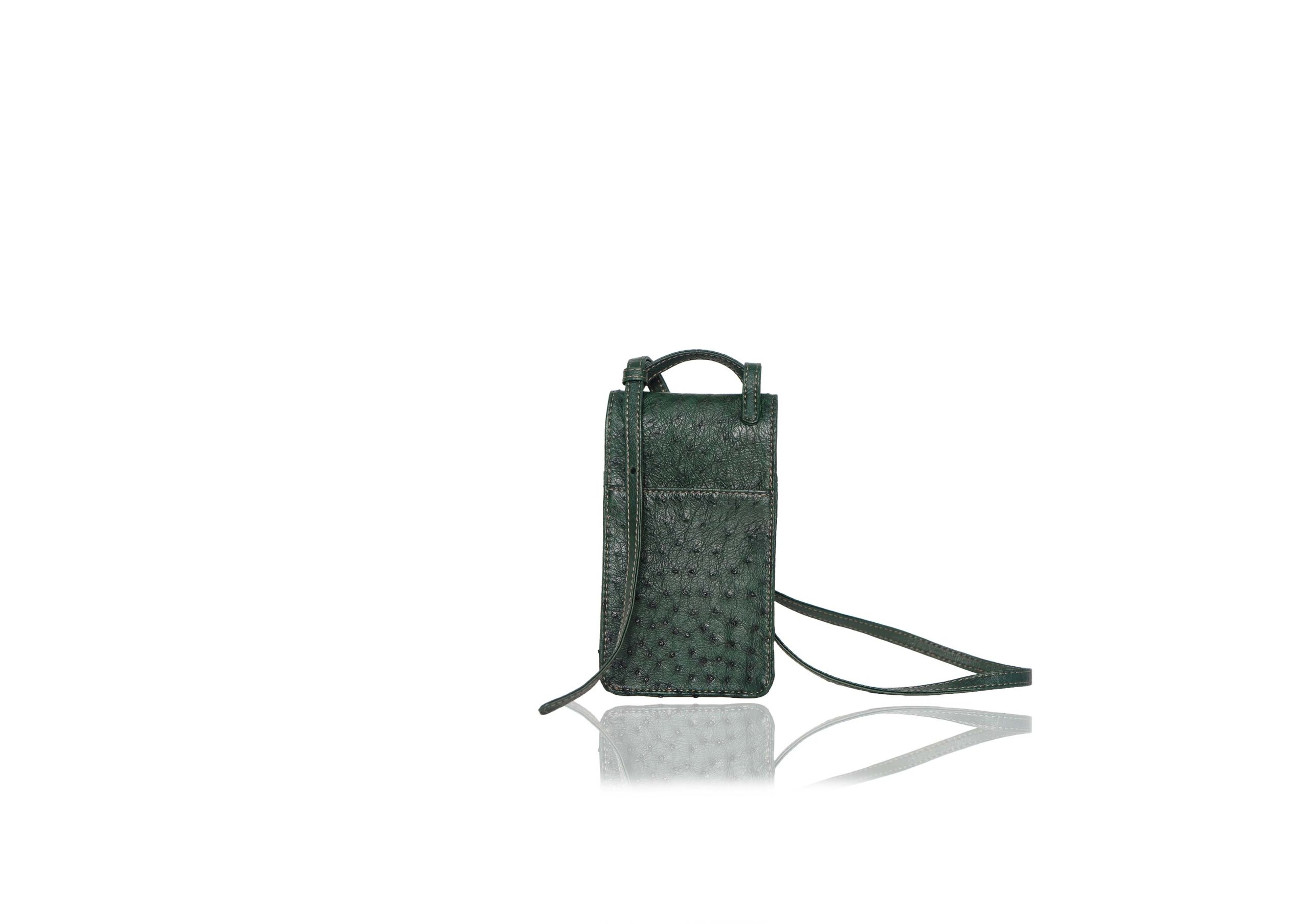 Rubby Phone Bag Hunter Green Ostrich - Image 4