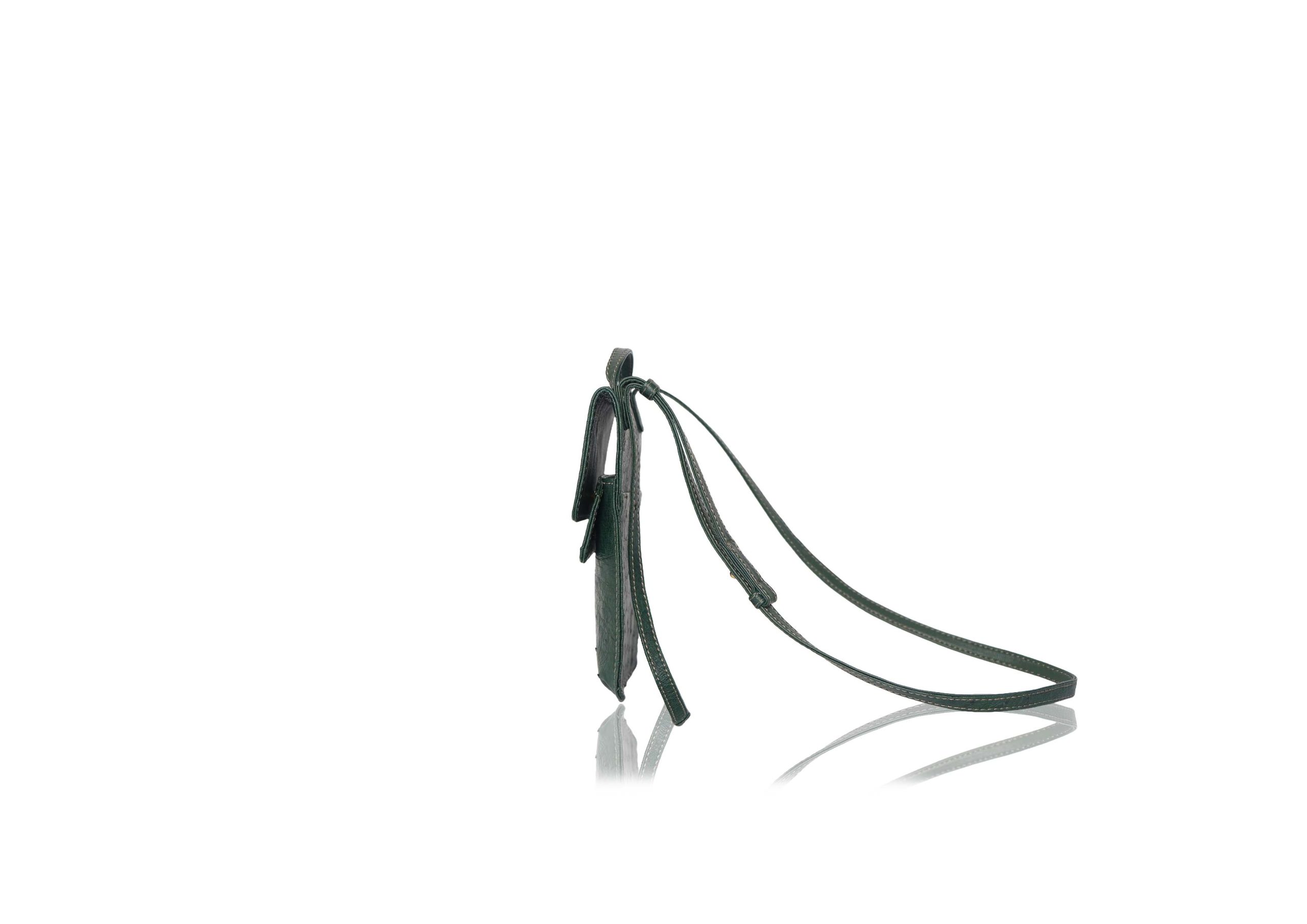 Rubby Phone Bag Hunter Green Ostrich - Image 3