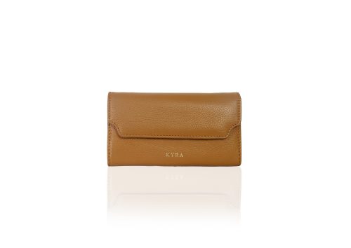 KYRA Sophia Purse Caramel – Dompet Kulit Sapi Premium Warna Caramel Mewah | Luxury Calf Leather Wallet