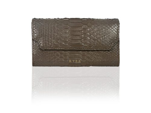 KYRA Sophia Purse Taupe – Dompet Kulit Ular Python Premium Warna Taupe Netral | Luxury Exotic Python Leather Wallet