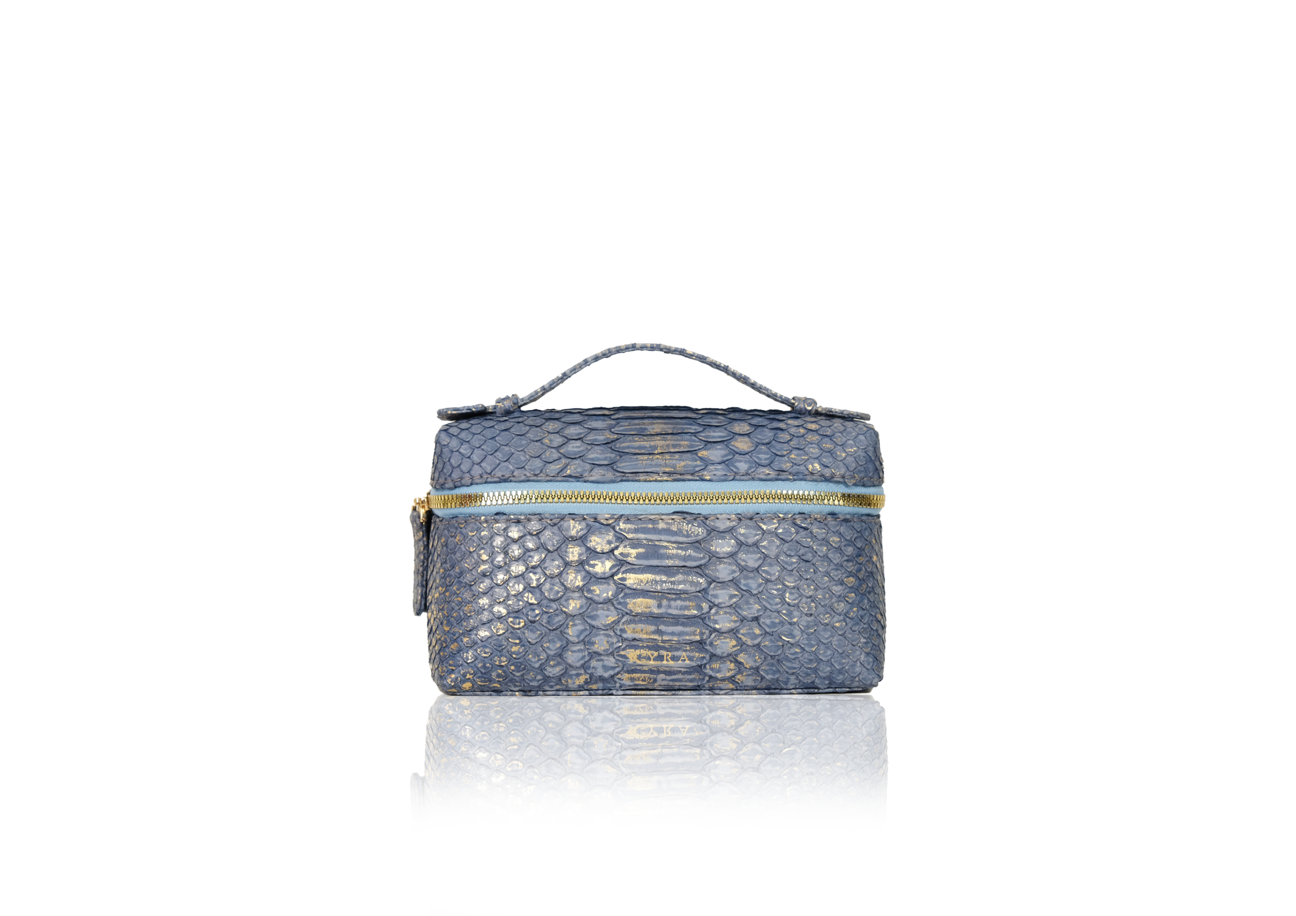 Picco 19 Python Dusty Blue Gold – tas mini kulit eksotis wanita, luxury designer handbag genuine python leather handmade Indonesia