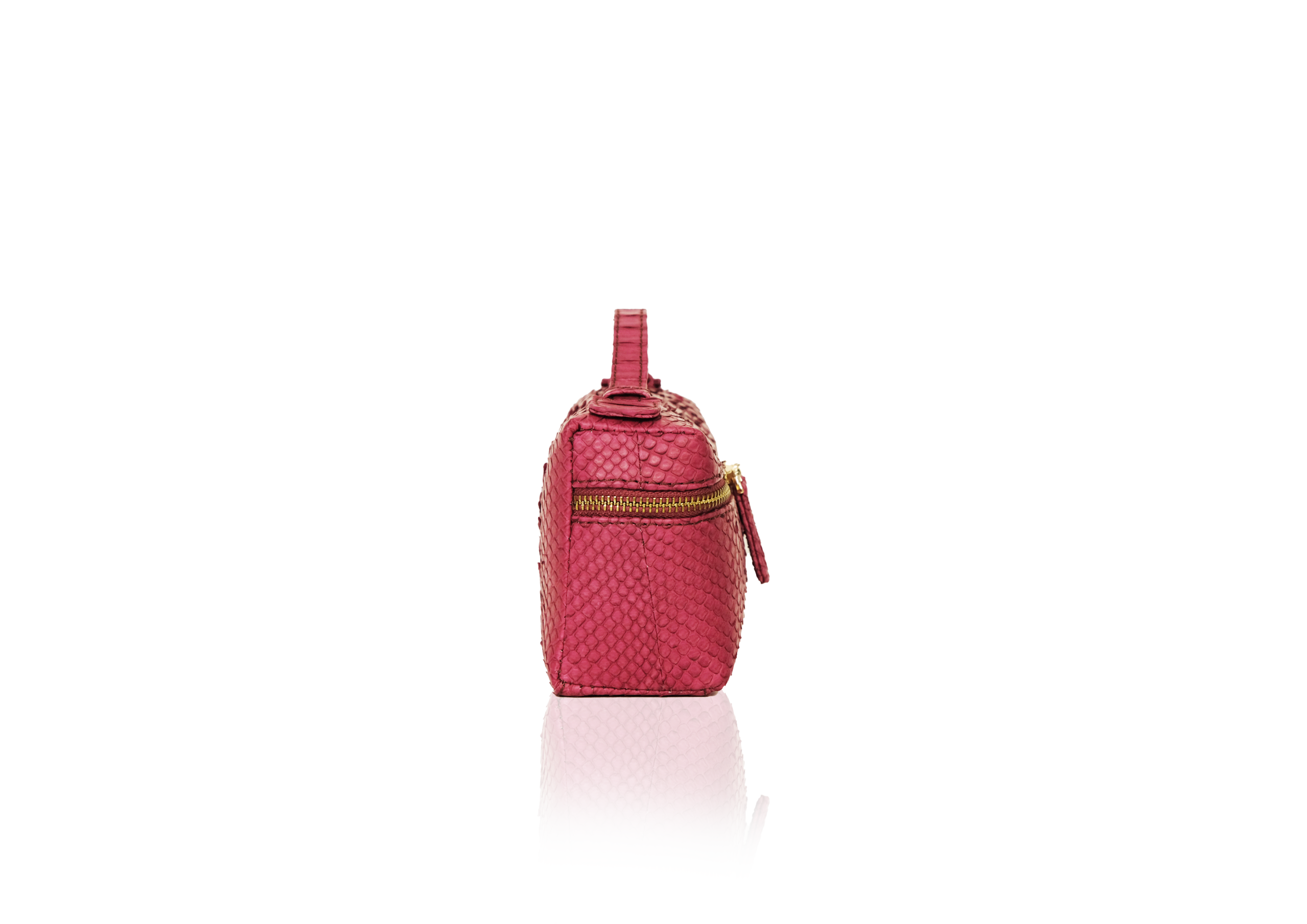 Side view Picco 19 Python Magenta – tas kulit python eksotis, genuine python leather mini bag luxury fashion