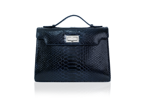 navy python leather bag