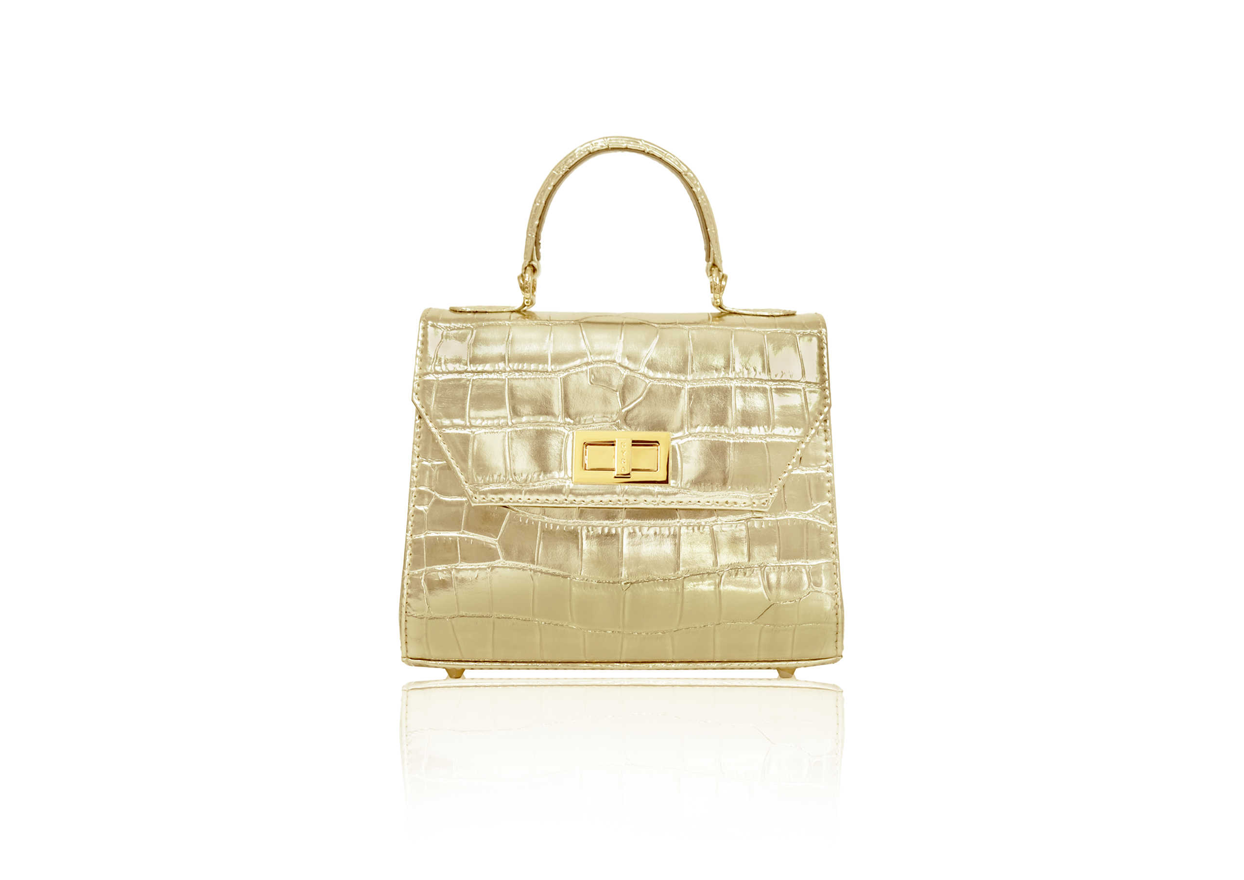 Luna in Metalic Gold Croc Effect