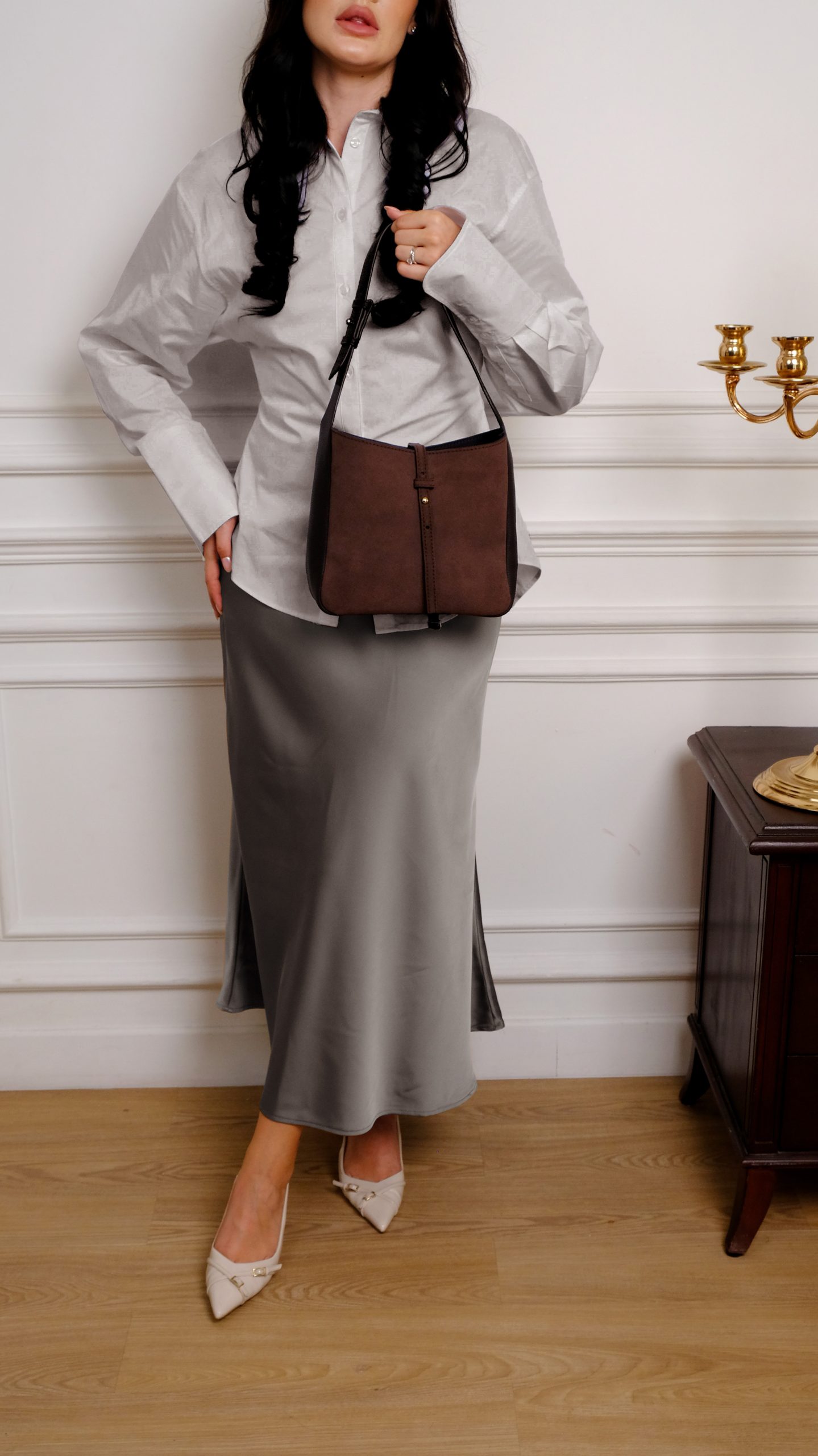 Tas cokelat kulit asli suede halus dan premium