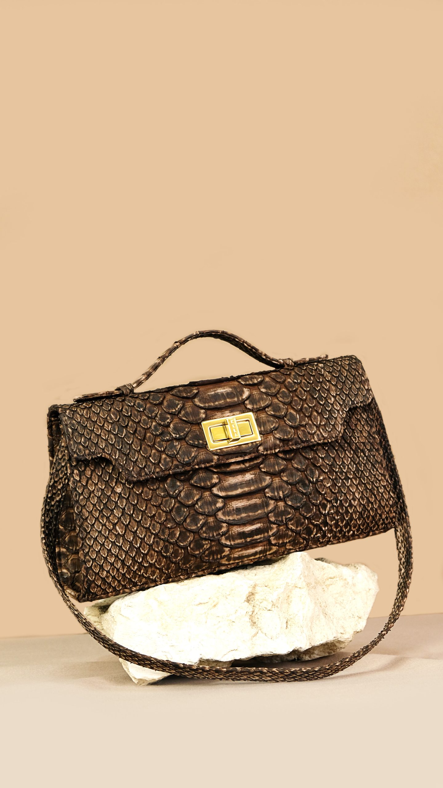 Dark Brown Python Bag for Old Money Style Look