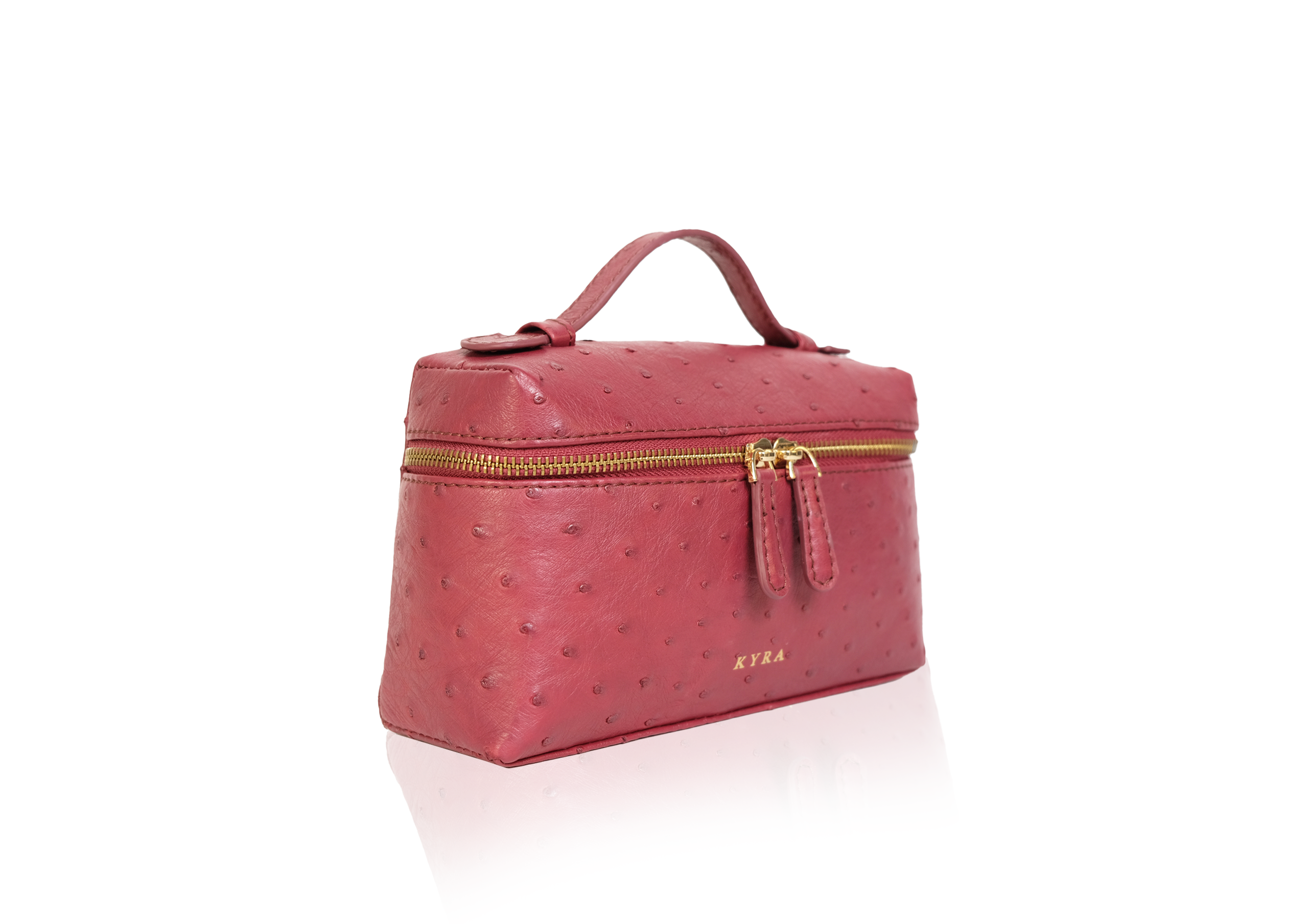 Picco Bag in Ostrich Leather - Burgundy - Image 2