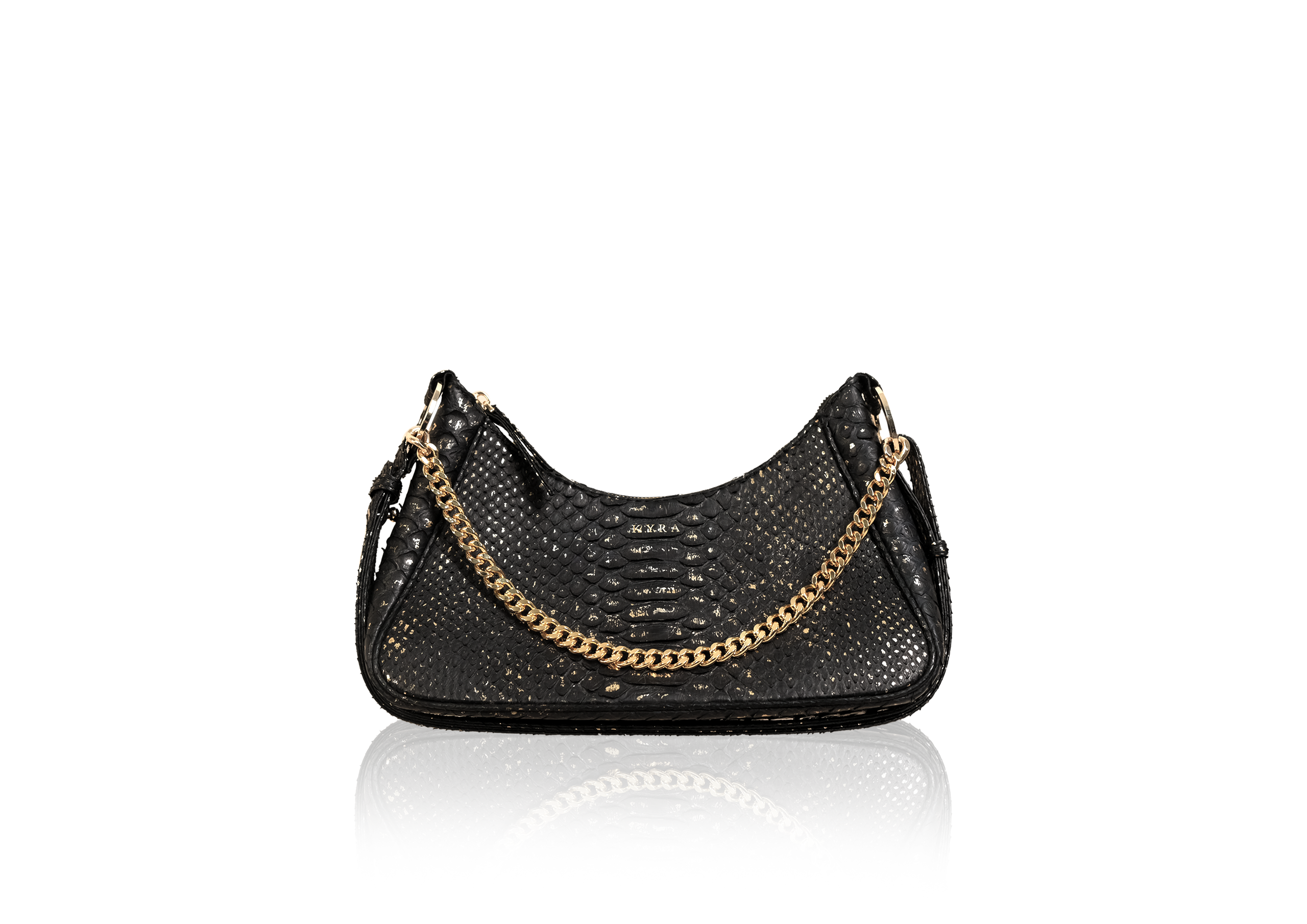 Black and Gold Exotic Leather Bag