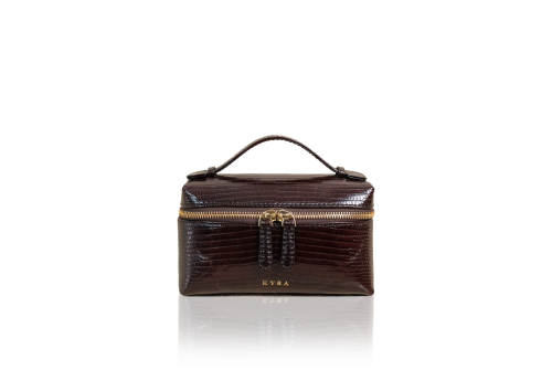 dark brown lizard leather bag