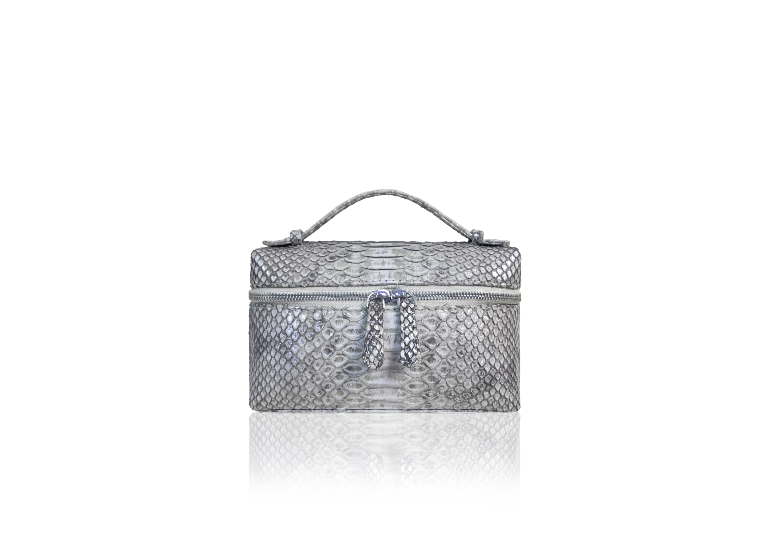 silver python leather bag